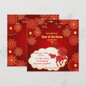 Year of the Horse Chinese New Year Invitation Kaart (Voorkant / Achterkant)