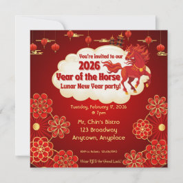 Year of the Horse Chinese New Year Invitation Kaart