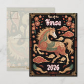 Year of the Horse Chinese Zodiac Lunar New Year 26 Briefkaart (Voorkant / Achterkant)
