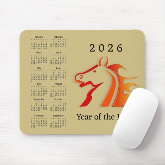 Year of the Horse Design Mousepad Calendar Muismat (Met muis)