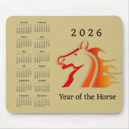 Year of the Horse Design Mousepad Calendar Muismat