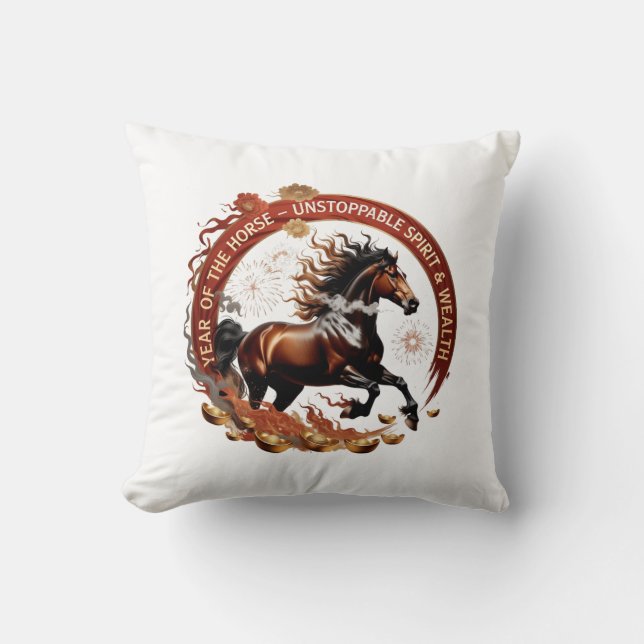 Year of the Horse Flame, Lunar Zodiac Gift Kussen (Voorkant)