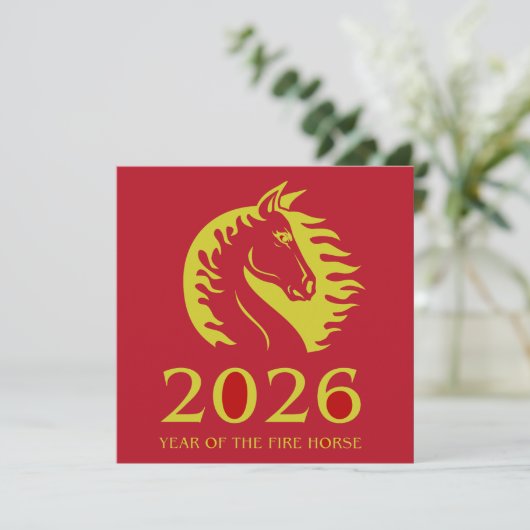 Year of the Horse Flat Greeting Card (Staand voorkant)