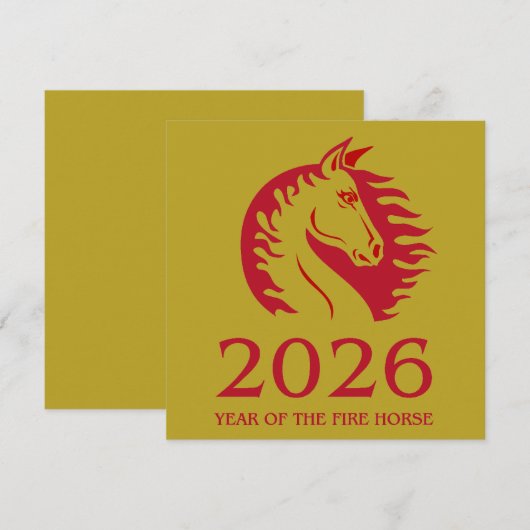 Year of the Horse Flat Greeting Card (Voorkant / Achterkant)