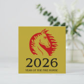 Year of the Horse Flat Greeting Card (Staand voorkant)