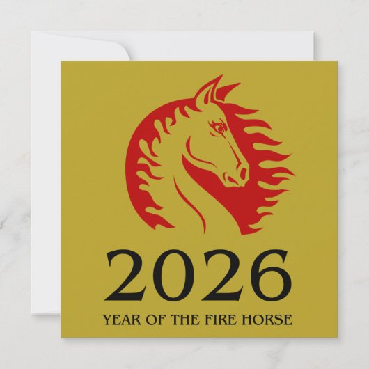 Year of the Horse Flat Greeting Card (Voorkant)