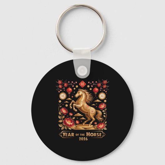 Year Of The Horse Happy New Year 2026  Sleutelhanger (Voorkant)