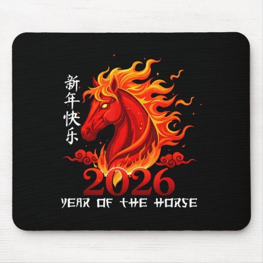 Year Of The Horse Lunar Chinese New Year Fire Hors Muismat (Voorkant)