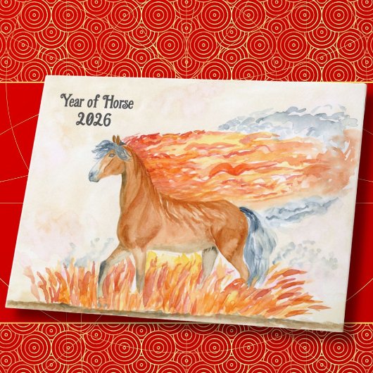 Year of the Horse with Fire Happy New Year 2026 Kaart
