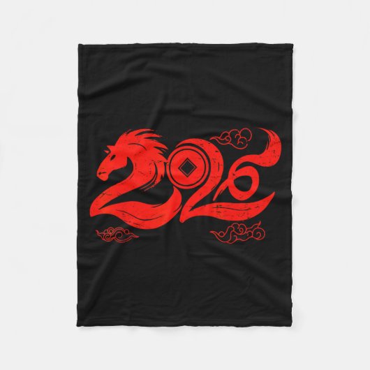 Year Of The Horse Zodiac Happy Chinese Lunar New Y Fleece Deken (Voorkant)