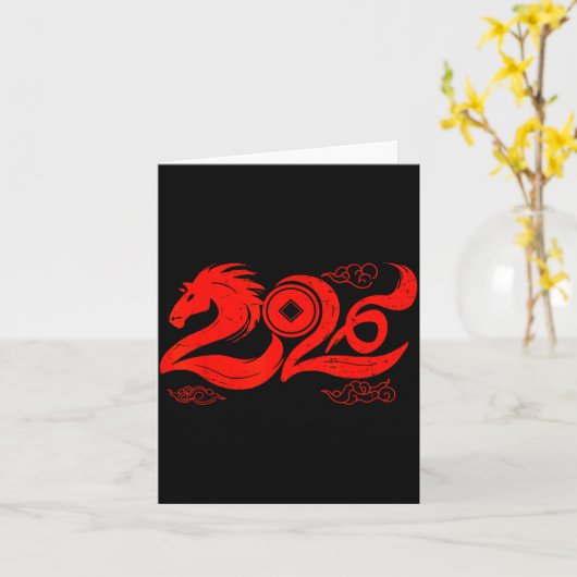 Year Of The Horse Zodiac Happy Chinese Lunar New Y Kaart (Gele Bloem)