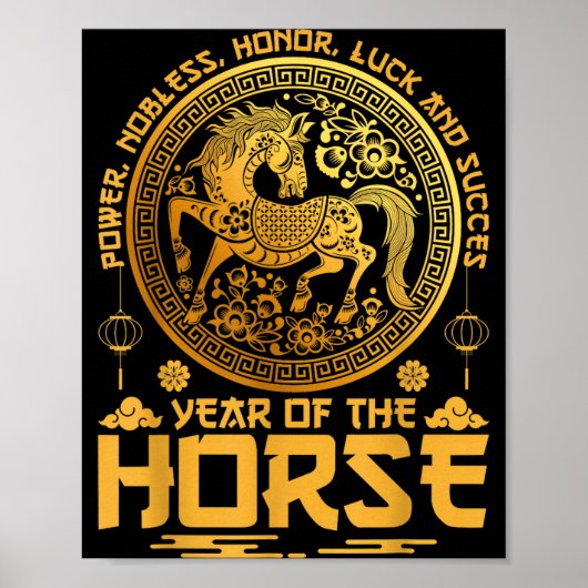 Year Of The Horse Zodiac Happy Chinese Lunar New Y Poster (Voorkant)