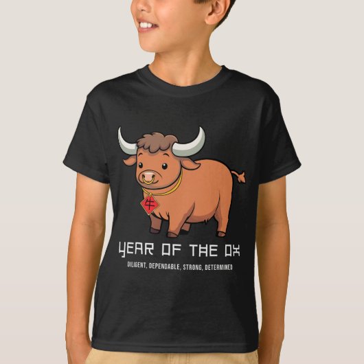 Year Of The Ox Cute Kawaii Chinese Zodiac Chinese T-shirt (Voorkant)