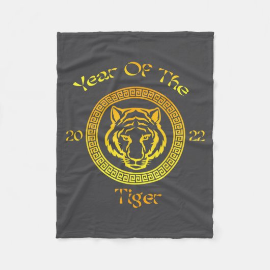 Year Of The Tiger 2022 Circular Asian Chinese New Fleece Deken (Voorkant)
