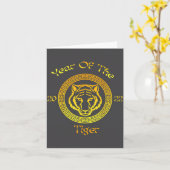 Year Of The Tiger 2022 Circular Asian Chinese New  Kaart (Gele Bloem)