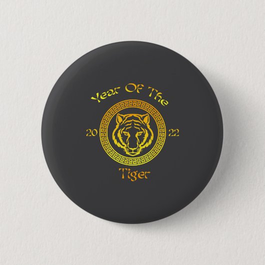 Year Of The Tiger 2022 Circular Asian Chinese New Ronde Button 5,7 Cm (Voorkant)