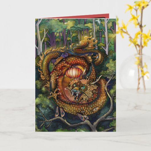 Year of the Wood Dragon 2024 Kaart (Gele Bloem)
