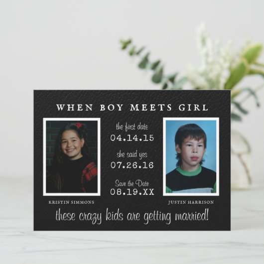 Yearbook Foto | Foto Opslaan Datum bekendmaking Save The Date (Staand voorkant)