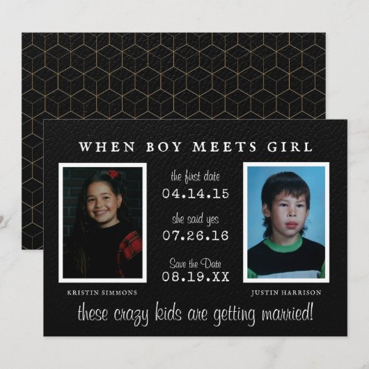 Yearbook Foto | Foto Opslaan Datum bekendmaking Save The Date (Voorkant / Achterkant)