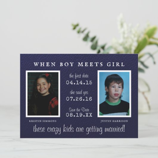Yearbook Foto | Foto Opslaan Datum bekendmaking Save The Date (Staand voorkant)