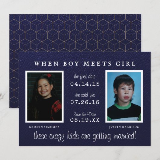 Yearbook Foto | Foto Opslaan Datum bekendmaking Save The Date (Voorkant / Achterkant)