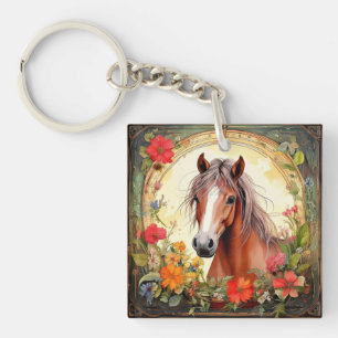 Yearling Colt en Wildflowers Sleutelhanger