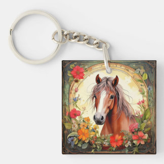 Yearling Colt en Wildflowers Sleutelhanger