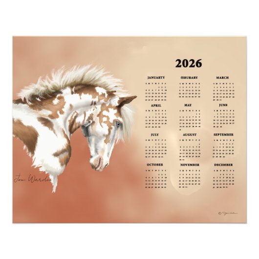 Yearly Calendary Poster Wild Painted Mustang (Voorkant)