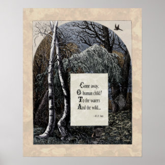 Yeats "Het gestolen kind" Victoriaans Art Poem 16x Poster