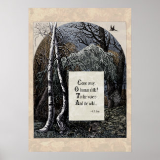 Yeats "Het gestolen kind" Victoriaans Art Poem 20x Poster