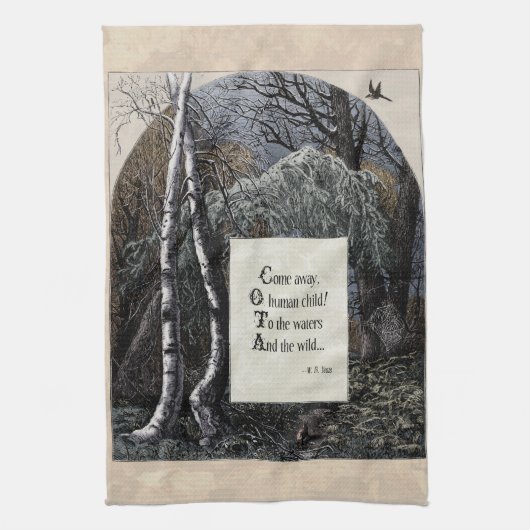 Yeats "The Stolen Child" Victoriaans theedoek (Verticaal)