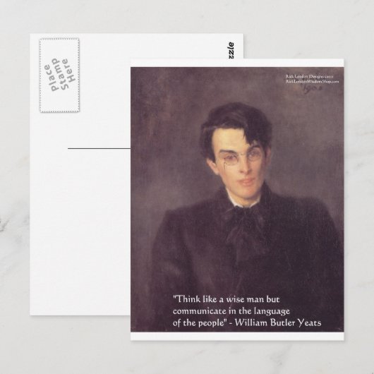 Yeats "Think Wise" Wisdom Quote Giften & Kaarten (Voorkant / Achterkant)