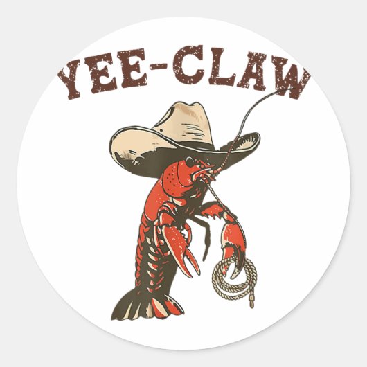 Yee Claw Funny Crawfish Cajun Seafood Festival Ronde Sticker (Voorkant)