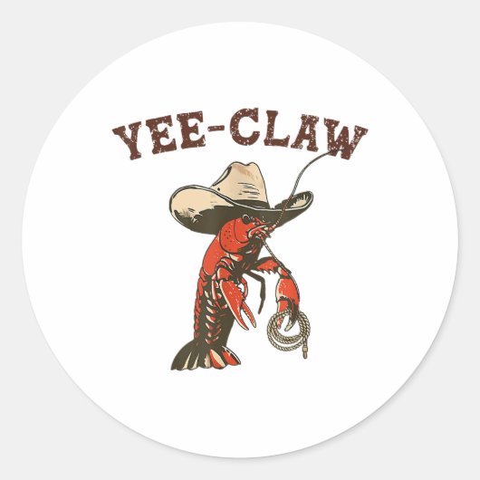 Yee Claw Funny Crawfish Cajun Seafood Festival Ronde Sticker (Voorkant)