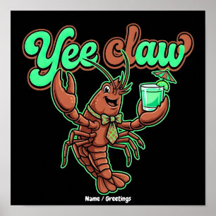 Yee Claw Retro Rivierkreeft Boog Kust Cocktail Poster