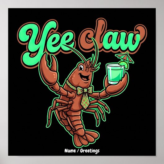 Yee Claw Retro Rivierkreeft Boog Kust Cocktail  Poster (Voorkant)