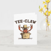 Yee Claw Yee Haw Crab Funny Crawfish Boil Kaart (Gele Bloem)