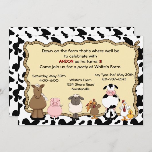 Yee-Ha Boerderij Uitnodiging (Voorkant / Achterkant)