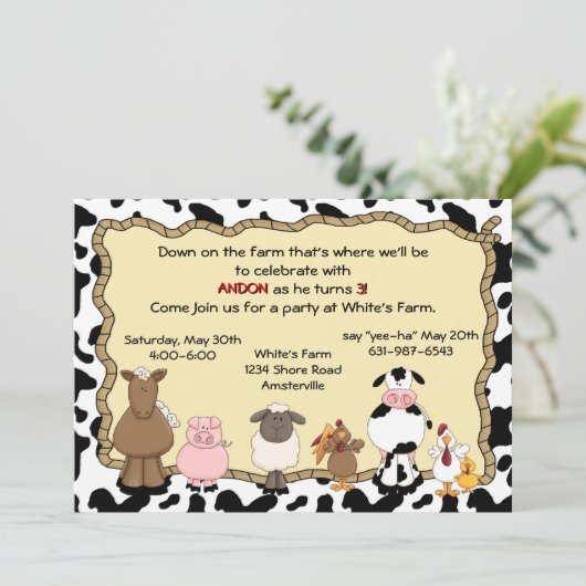 Yee-Ha Boerderij Uitnodiging (Staand voorkant)