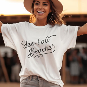 Yee-haw Beaches Aangepaste Bijpassende Vakantie T-shirt