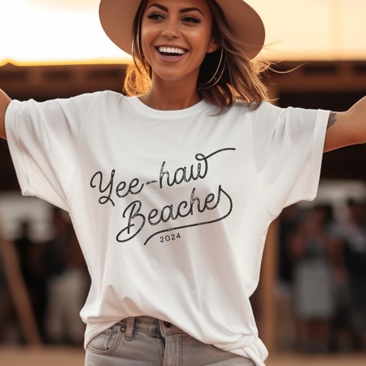 Yee-haw Beaches Aangepaste Bijpassende Vakantie T-shirt