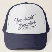 Yee-haw Beaches Aangepaste Bijpassende Vakantie Trucker Pet (Voorkant)