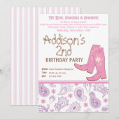 Yee Haw Birthday Party Kaart (Voorkant / Achterkant)