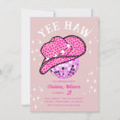 Yee Haw Blush Pink Disco Cowgirl Rodeo Verjaardag Kaart (Voorkant)