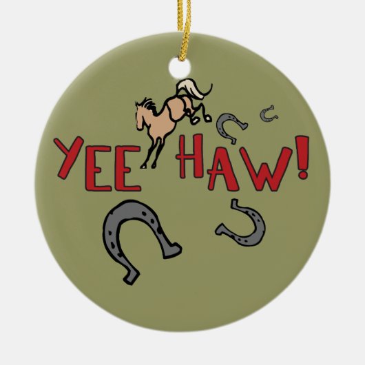 Yee Haw Bucking Horse Keramisch Ornament (Voorkant)