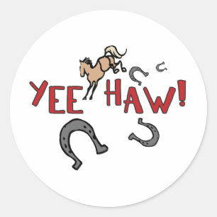 Yee Haw Bucking Horse Ronde Sticker