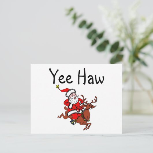 Yee Haw Christmas Cowboy Santa Claus Feestdagenkaart (Staand voorkant)