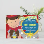 Yee Haw Cowboy Birthday Invitation Kaart (Staand voorkant)