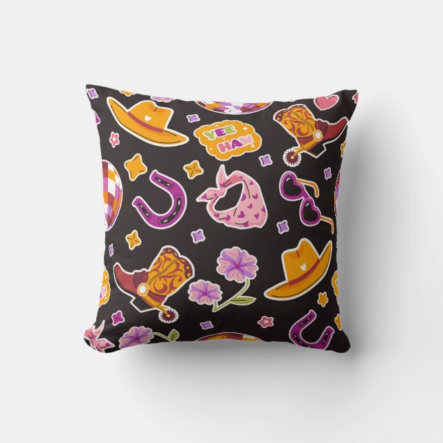 Yee Haw Cowboy Boots Hat Deco Kussen (Voorkant)