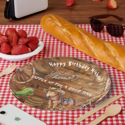 Yee Haw Cowboy Rodeo Zadelen Up Paper Bord (Picknick)